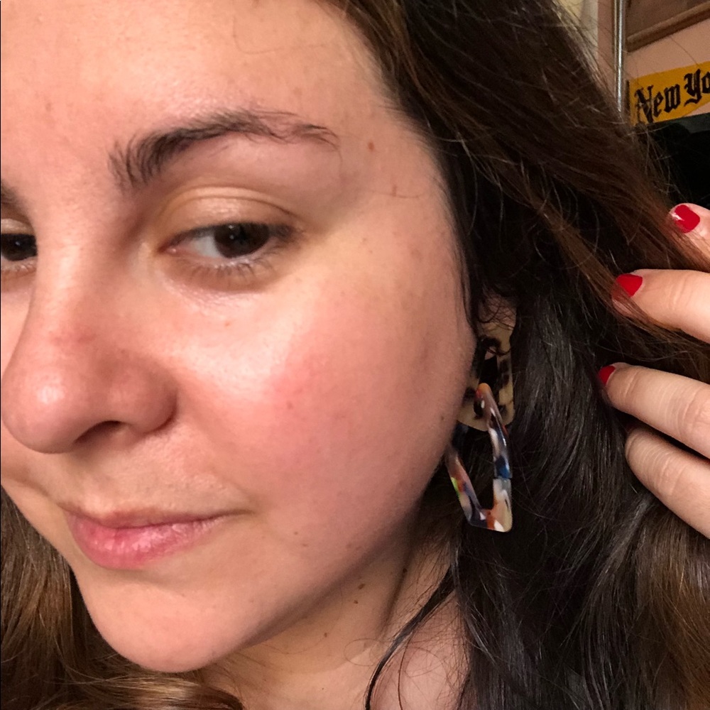 Multicolored Hoop Geometric Dangle Drop Earrings - Picture 6 of 6